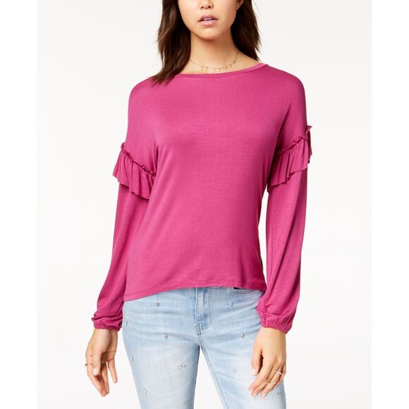 Ultra Flirt Juniors Ruffled Sleeve Top - Picture 1 of 1